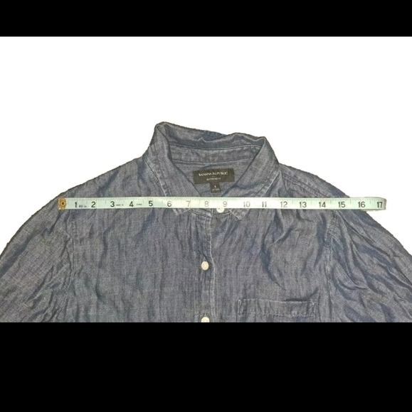 Banana Republic Boyfriend Fit Blue Chambray Button Down Shirt Size Small B27#1 - Picture 5 of 8